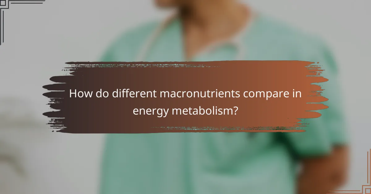 How do different macronutrients compare in energy metabolism?