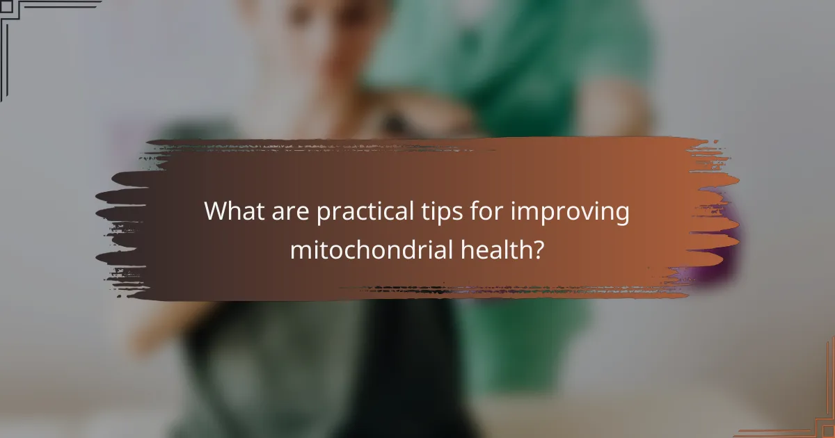 What are practical tips for improving mitochondrial health?