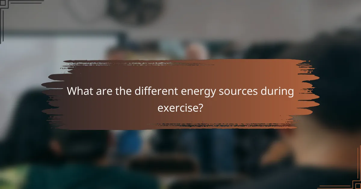 What are the different energy sources during exercise?